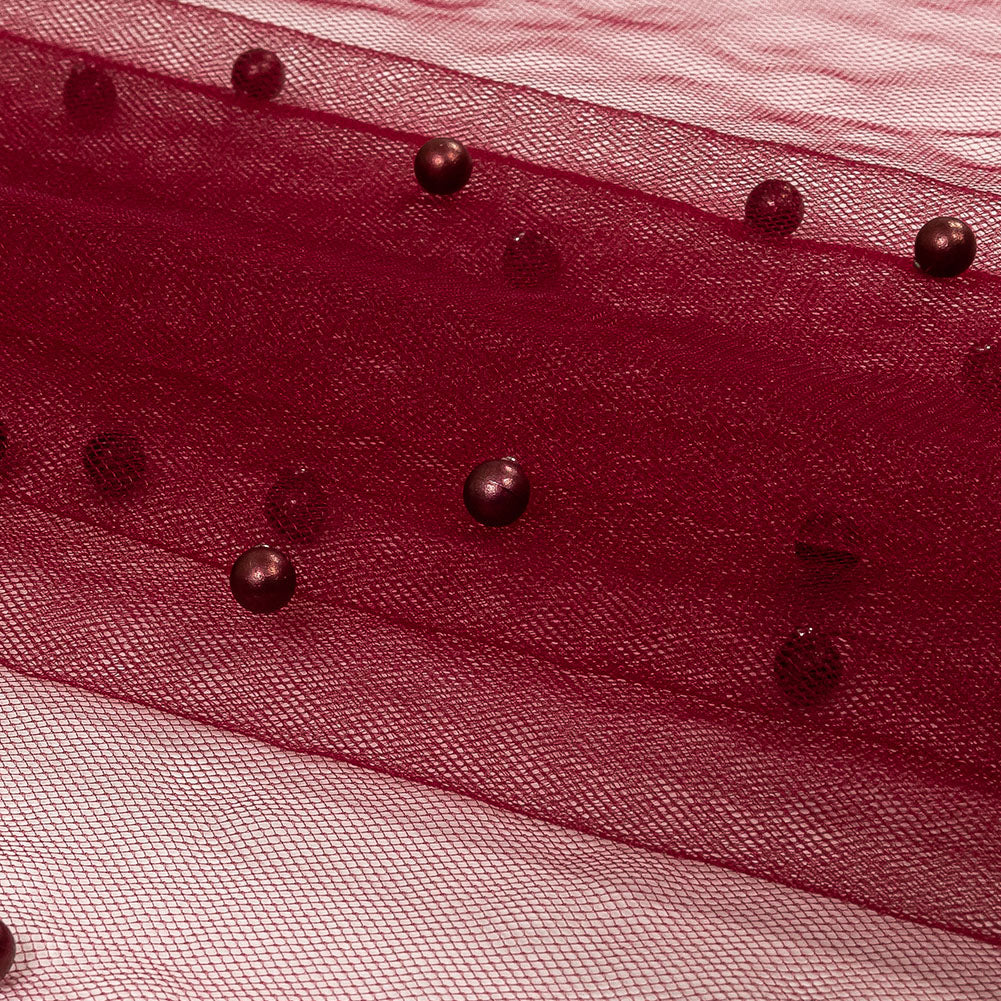 Beaded Tulle - Burgundy - Sylvie Collection