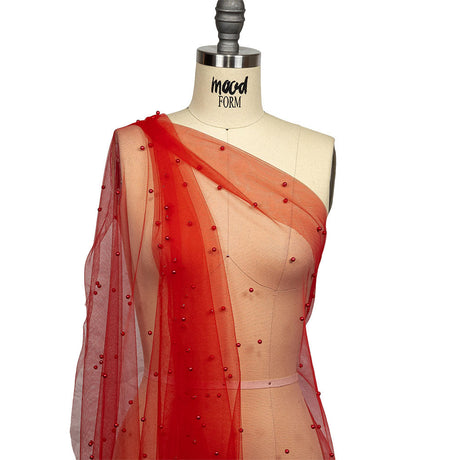 Beaded Tulle - Red - Sylvie Collection