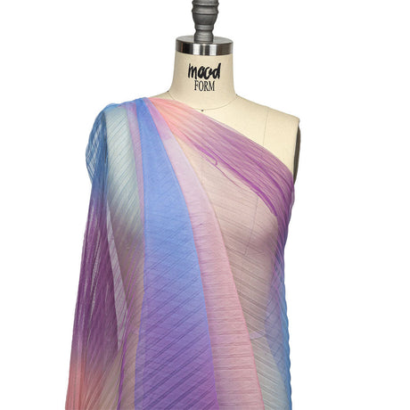 Blue, Purple and Pink Ombre Pleated Tulle