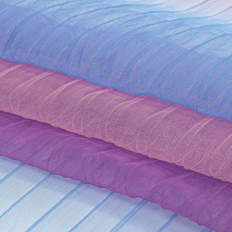 Blue, Purple and Pink Ombre Pleated Tulle