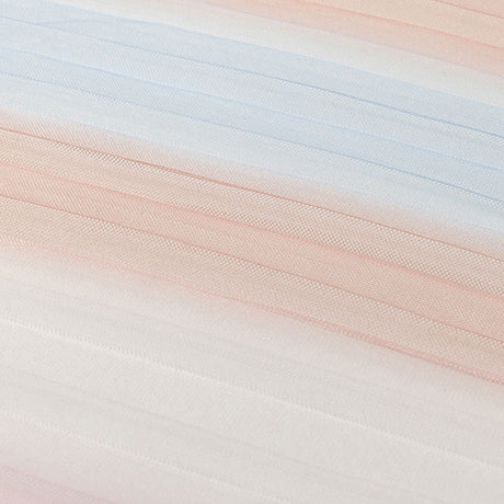 Pink, Peach and Blue Ombre Stripes Pleated Tulle