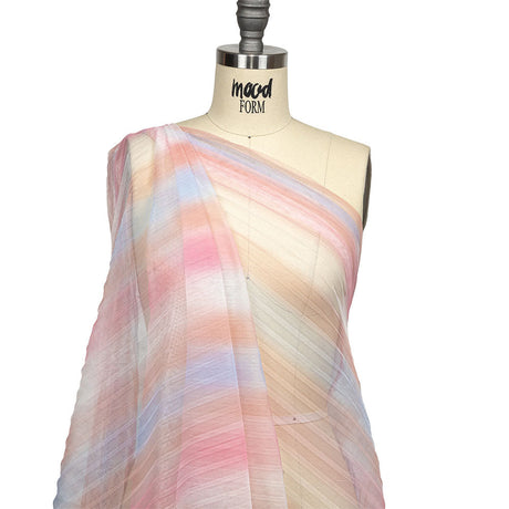 Pink, Peach and Blue Ombre Stripes Pleated Tulle