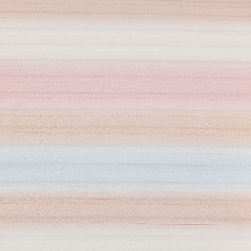 Pink, Peach and Blue Ombre Stripes Pleated Tulle