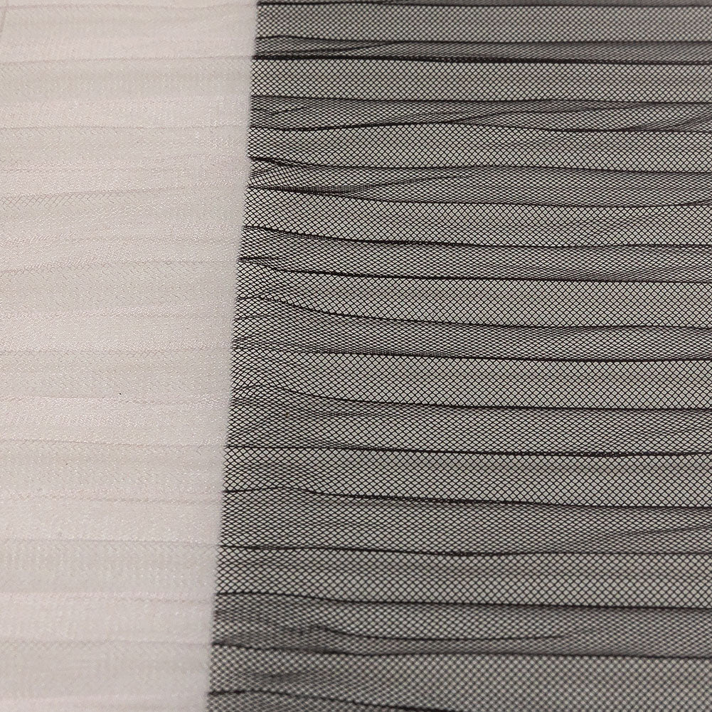 Gray and Pink Ombre Stripes Pleated Tulle
