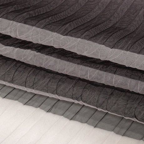 Gray and Pink Ombre Stripes Pleated Tulle