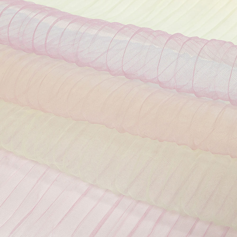 Pastel Rainbow Ombre Stripes Pleated Tulle