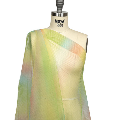 Green, Yellow and Orange Ombre Stripes Pleated Tulle