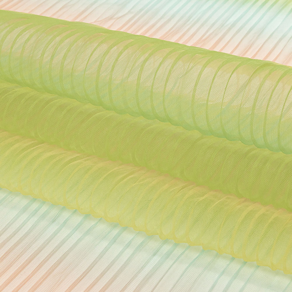 Green, Yellow and Orange Ombre Stripes Pleated Tulle