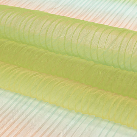 Green, Yellow and Orange Ombre Stripes Pleated Tulle