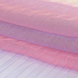 Purple, Pink and Yellow Ombre Stripes Pleated Tulle
