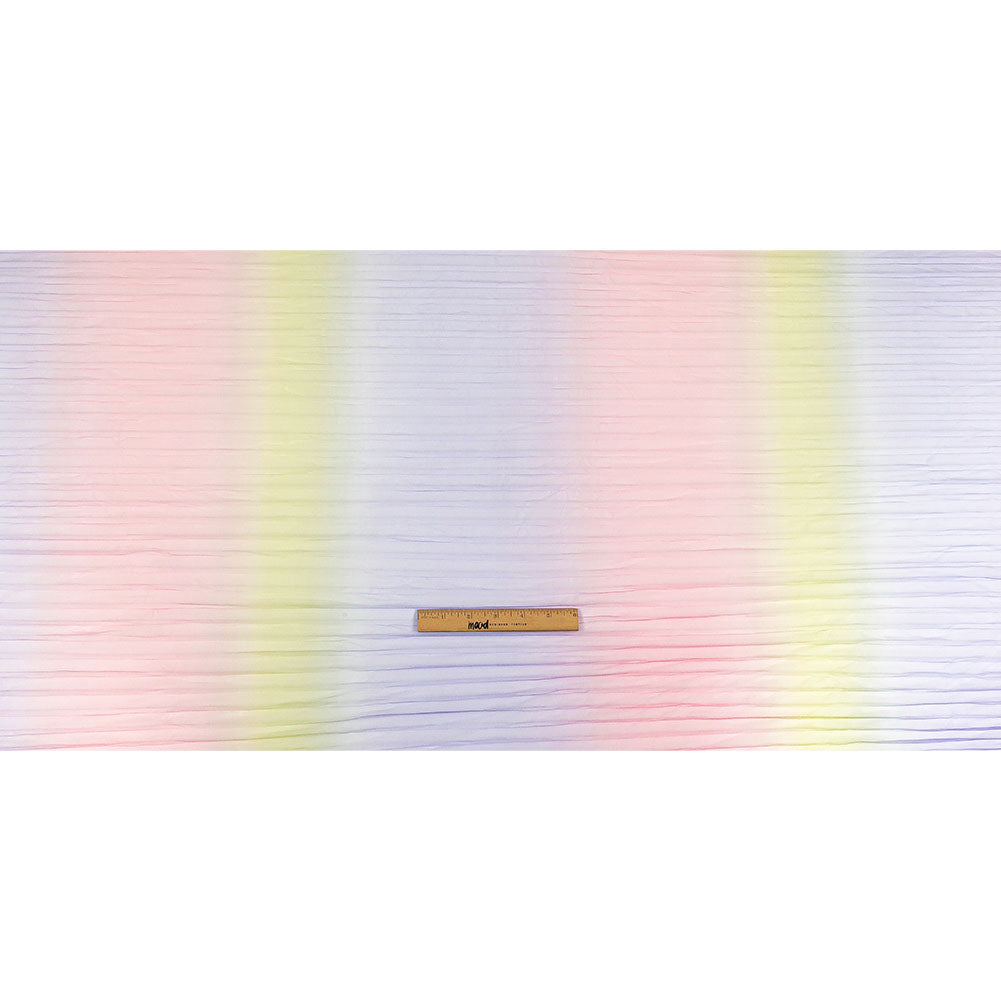 Purple, Pink and Yellow Ombre Stripes Pleated Tulle