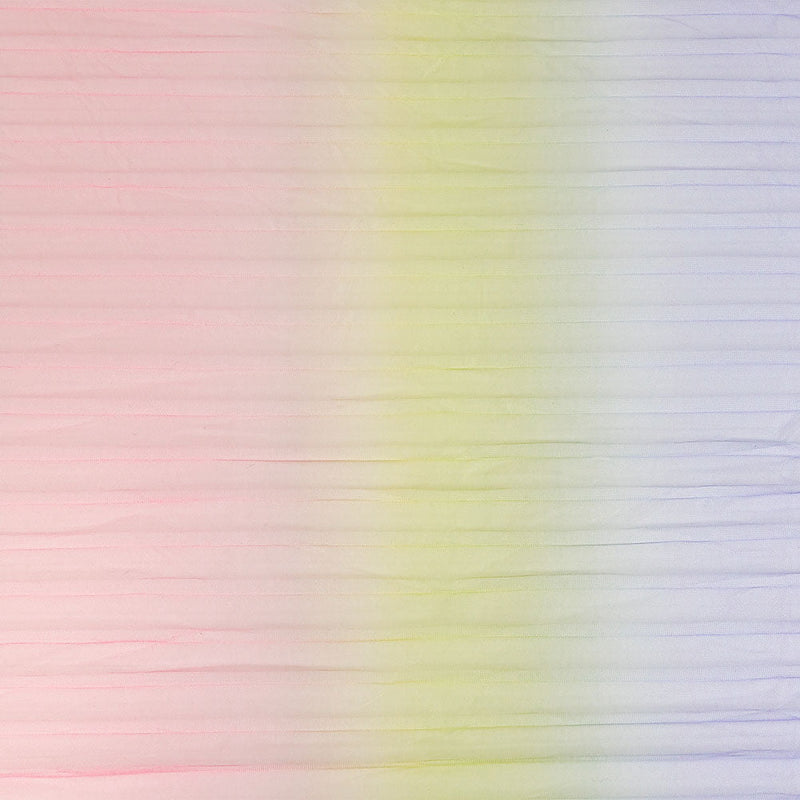 Purple, Pink and Yellow Ombre Stripes Pleated Tulle