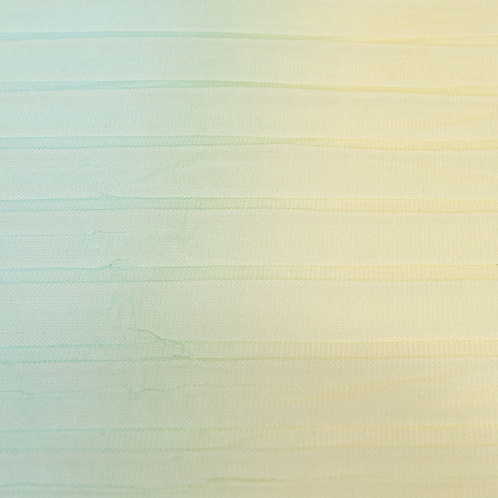Sea Pink, Yellow and Blue Gradient Stripes Pleated Tulle