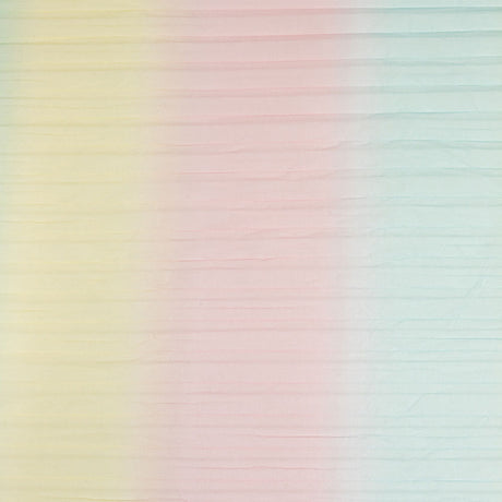 Sea Pink, Yellow and Blue Gradient Stripes Pleated Tulle