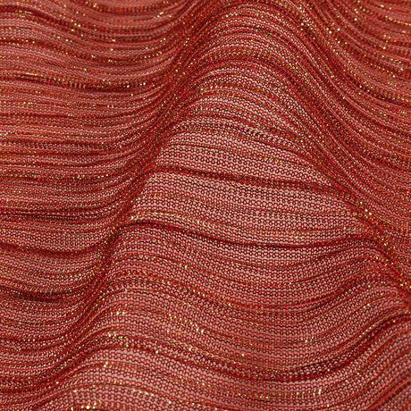 Metallic Stretch Plisse - Tomato and Gold - Natalia Collection