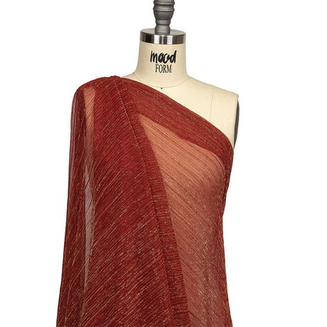 Metallic Stretch Plisse - Tomato and Gold - Natalia Collection