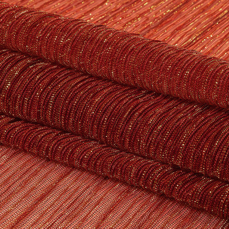 Metallic Stretch Plisse - Tomato and Gold - Natalia Collection