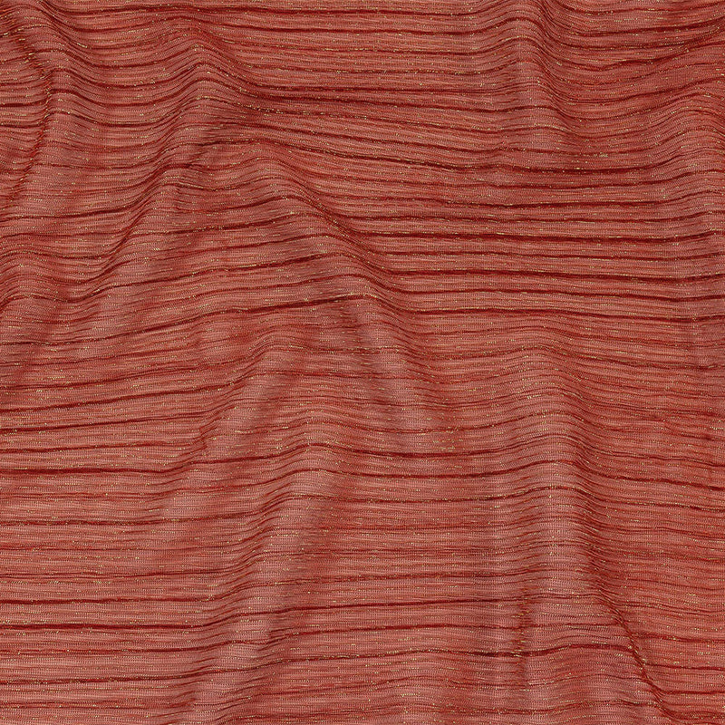 Metallic Stretch Plisse - Tomato and Gold - Natalia Collection