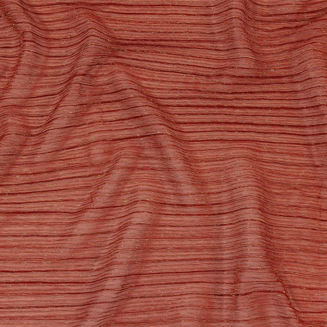 Metallic Stretch Plisse - Tomato and Gold - Natalia Collection