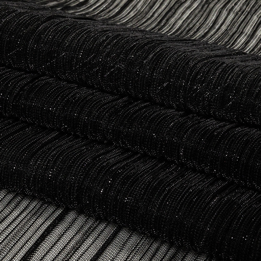Metallic Stretch Plisse - Black - Natalia Collection