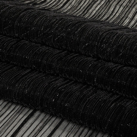 Metallic Stretch Plisse - Black - Natalia Collection