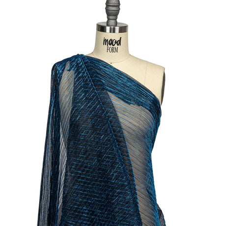 Metallic Stretch Plisse - Cobalt - Natalia Collection