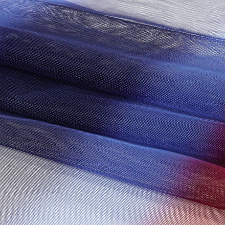 Ombre Stripes Shadow Tulle - Red, Mazarine Blue and Navy