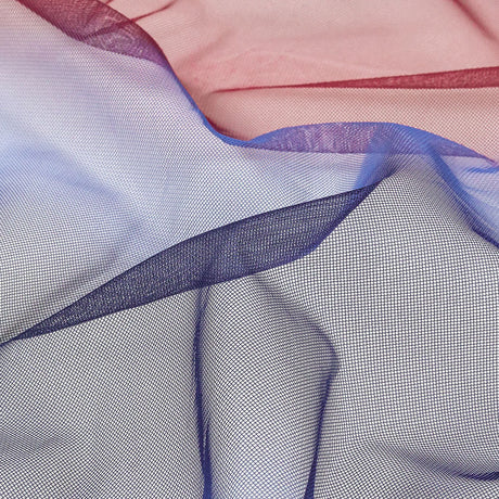 Ombre Stripes Shadow Tulle - Red, Mazarine Blue and Navy