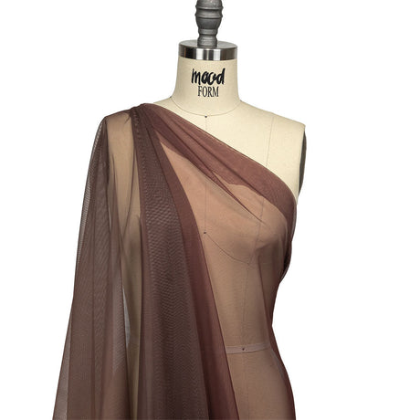 Caramel, Brown and Deep Mahogany Ombre Shadow Stretch Tulle