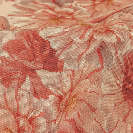 Pink, Red and Gray Packed Florals Stretch Linen and Rayon Woven