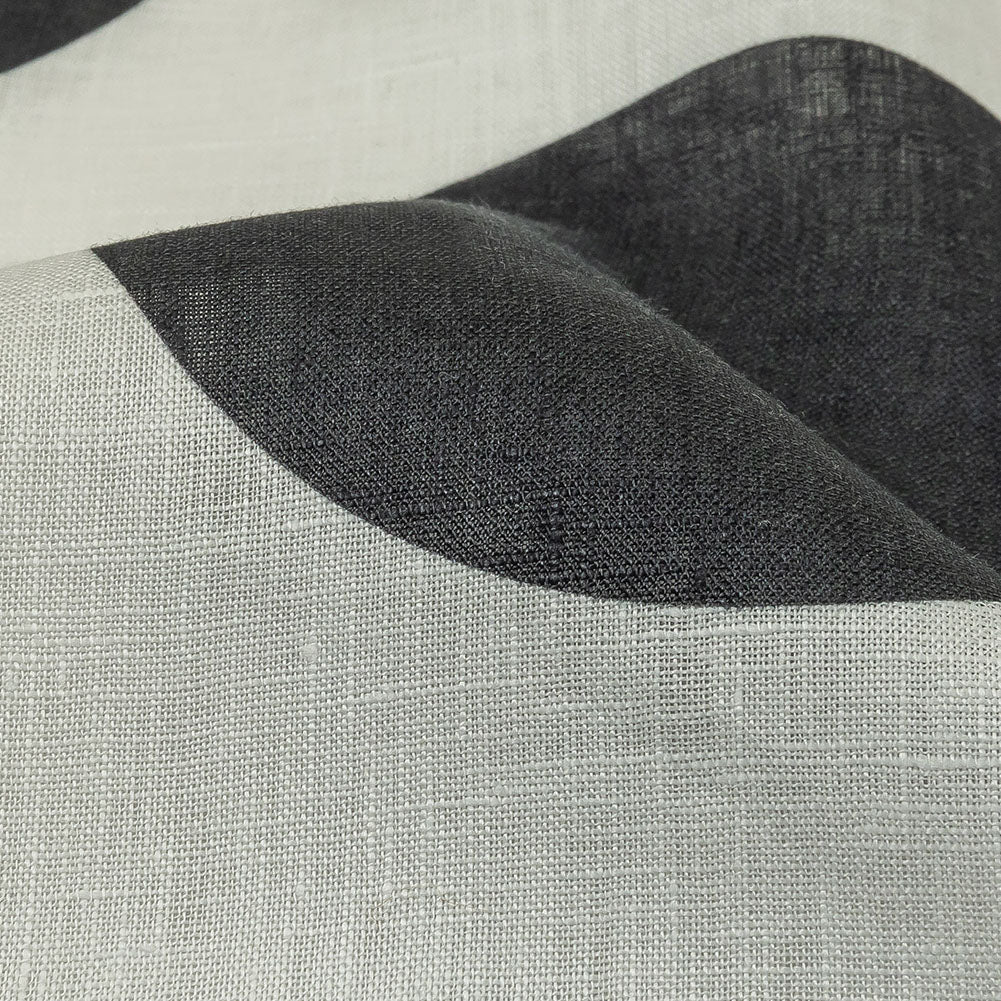 Medium Weight Linen Woven Print - Black and White Oversized Polka Dots