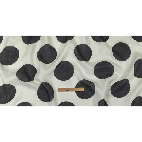 Medium Weight Linen Woven Print - Black and White Oversized Polka Dots