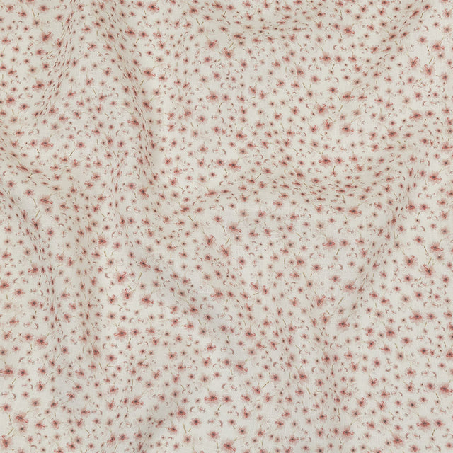 Pink and White Fluttering Flowers Medium Weight Linen Woven