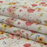 Pink, Yellow and Gray Wildflowers Medium Weight Linen Woven