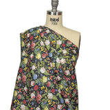 Black, Pink and Yellow Butterfly Garden Medium Weight Linen Woven