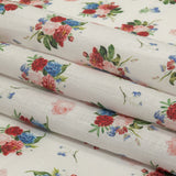 Pink, Blue and White Perfect Posies Medium Weight Linen Woven