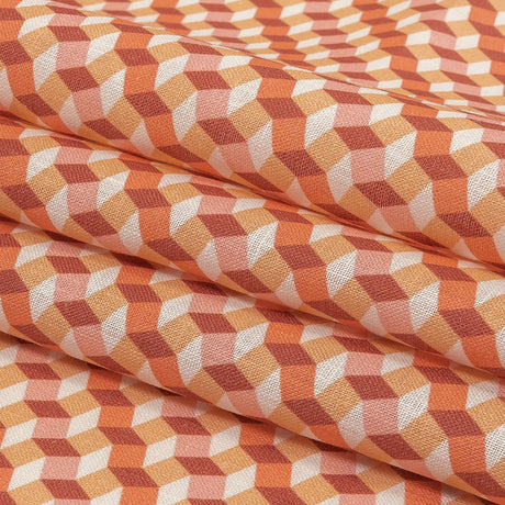 Pink, Creamsicle and Burgundy Diamond Illusion Medium Weight Linen Woven