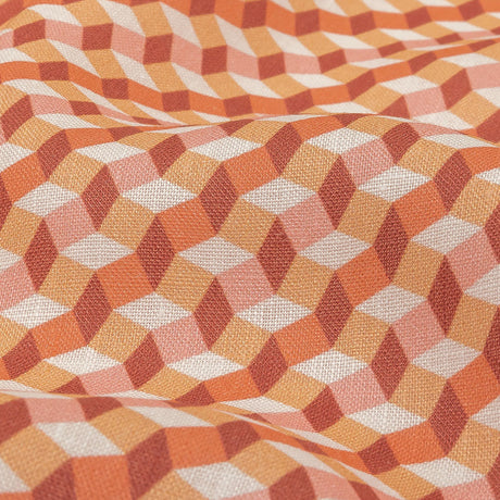 Pink, Creamsicle and Burgundy Diamond Illusion Medium Weight Linen Woven