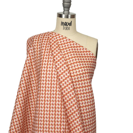 Pink, Creamsicle and Burgundy Diamond Illusion Medium Weight Linen Woven
