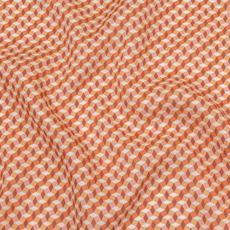 Pink, Creamsicle and Burgundy Diamond Illusion Medium Weight Linen Woven