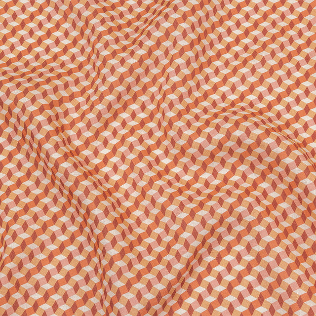 Pink, Creamsicle and Burgundy Diamond Illusion Medium Weight Linen Woven