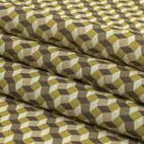 Olive, Brown and Beige Diamond Illusion Medium Weight Linen Woven