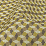 Olive, Brown and Beige Diamond Illusion Medium Weight Linen Woven