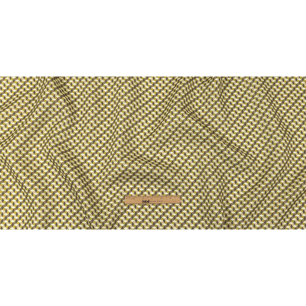 Olive, Brown and Beige Diamond Illusion Medium Weight Linen Woven