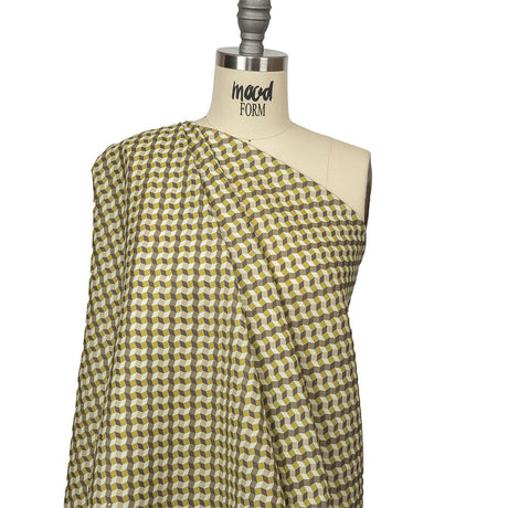 Olive, Brown and Beige Diamond Illusion Medium Weight Linen Woven