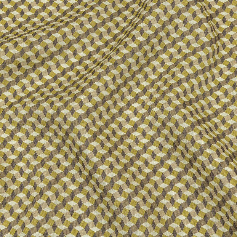 Olive, Brown and Beige Diamond Illusion Medium Weight Linen Woven