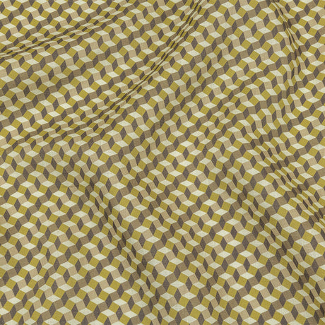 Olive, Brown and Beige Diamond Illusion Medium Weight Linen Woven