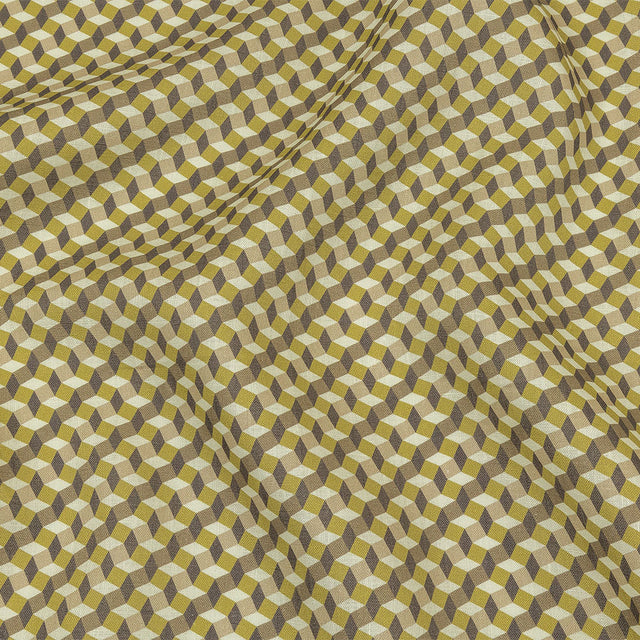 Olive, Brown and Beige Diamond Illusion Medium Weight Linen Woven