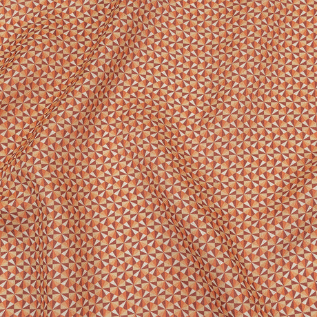 Orange, Pink and Dark Red Hexagon Pinwheels Medium Weight Linen Woven