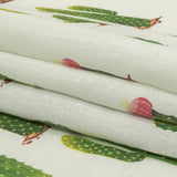 Green and Ivory Cactuses Medium Weight Linen Woven